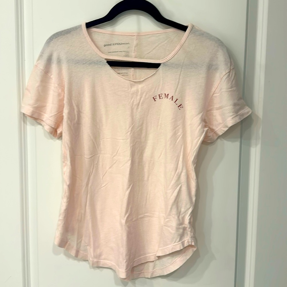 Good hYOUman pink tee